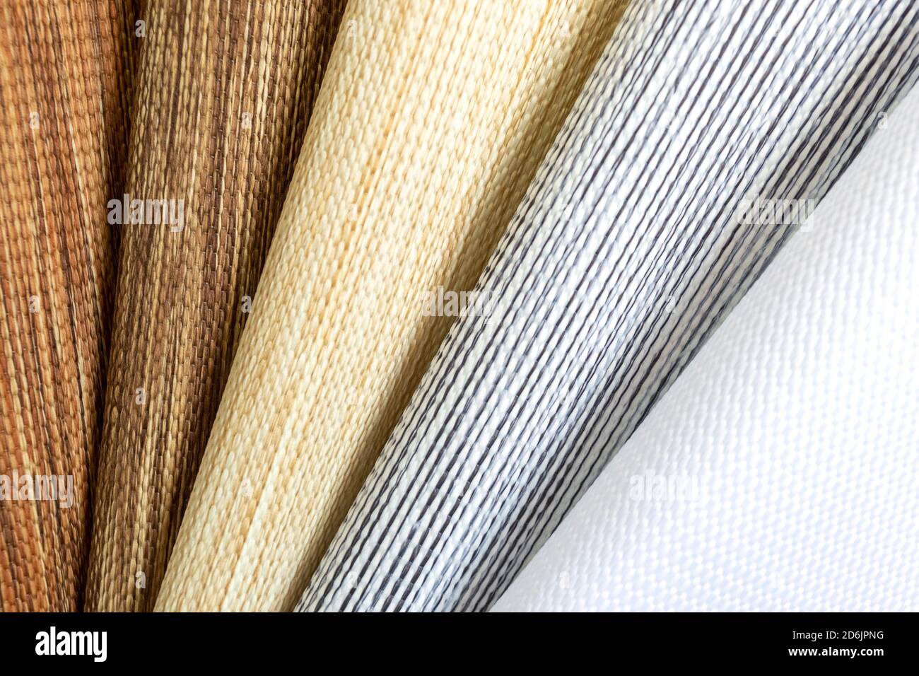 Various natural fabric samples background. Stock Photo