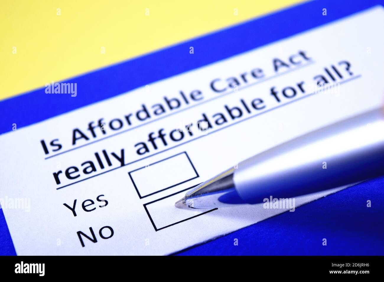 Is affordable Care Act really affordable for all? Yes or no? Stock Photo