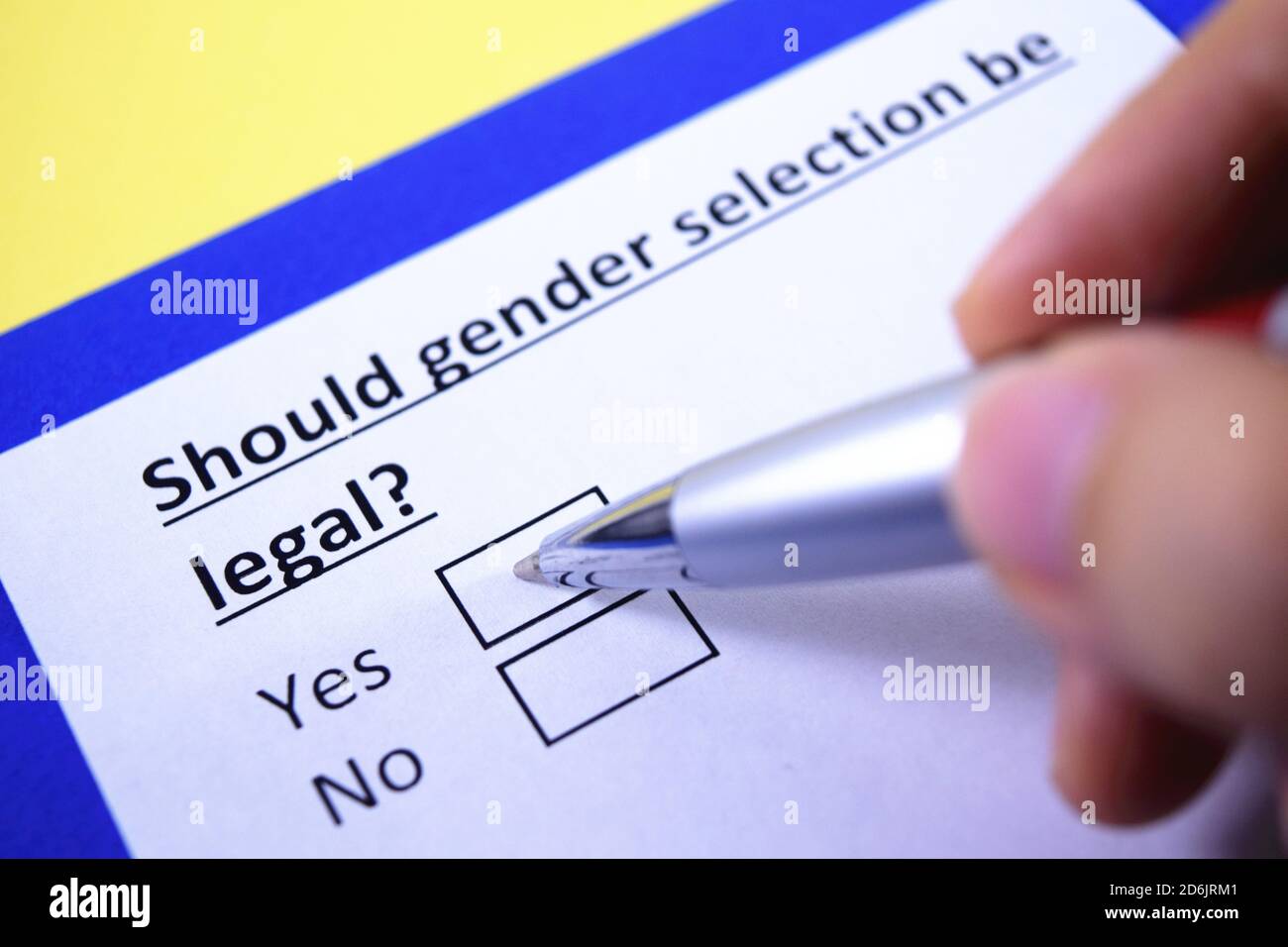 Should gender selection be legal? Yes or no? Stock Photo