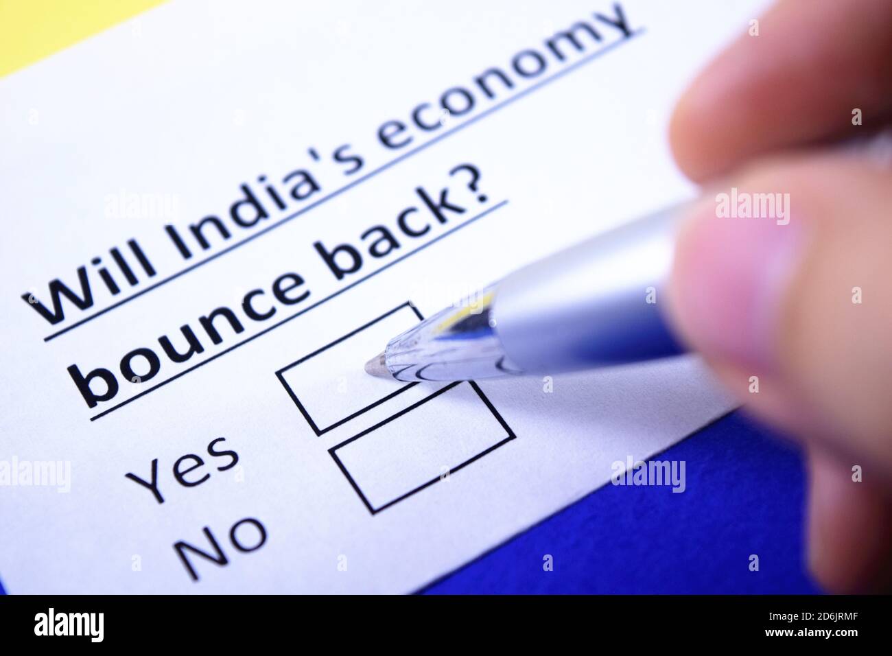 Will India's economy bounce back? Yes or no? Stock Photo