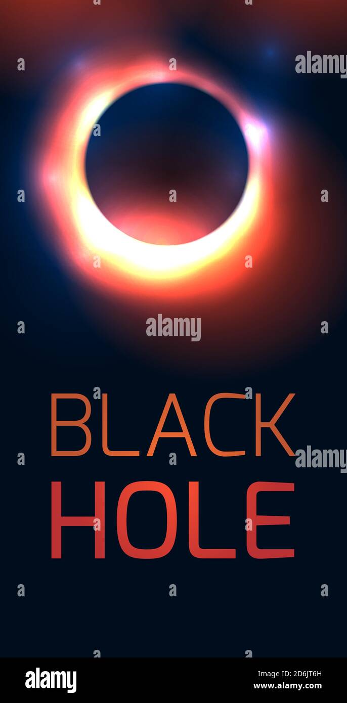 Vertical banner with black hole and place for text. The explosion of
