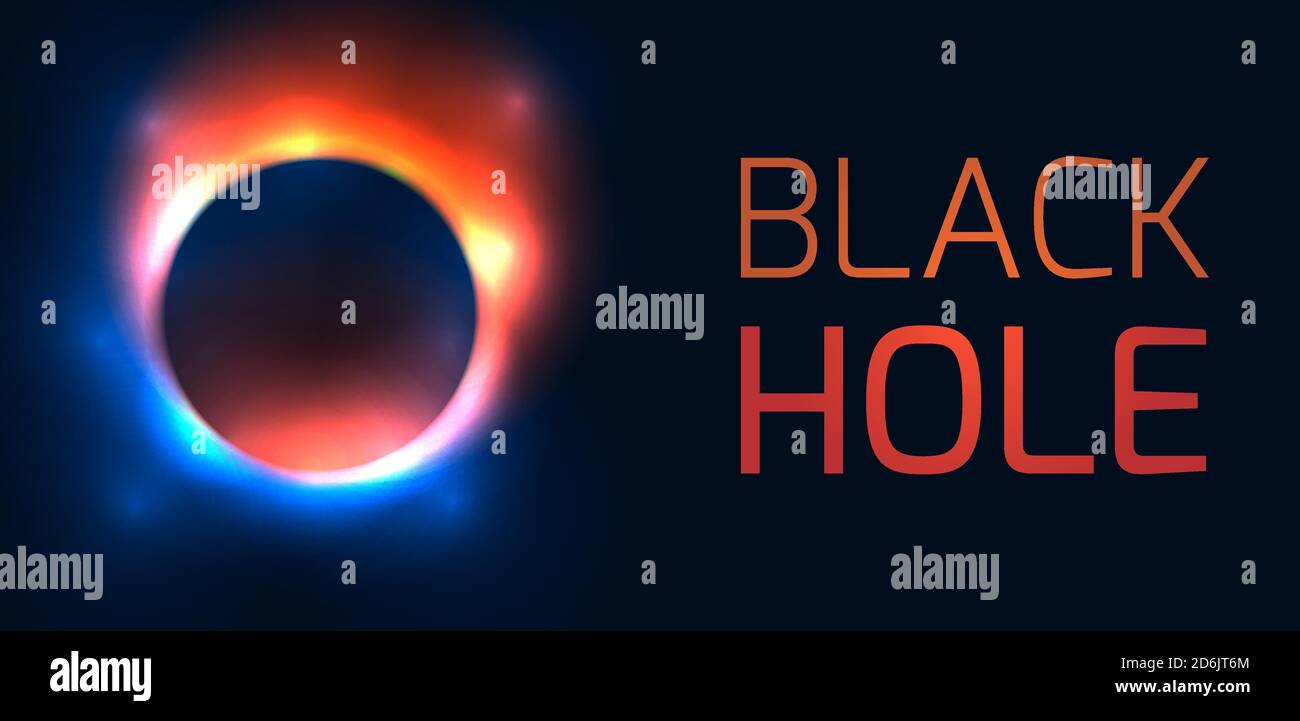 Horizontal banner with black hole and place for text. The explosion of