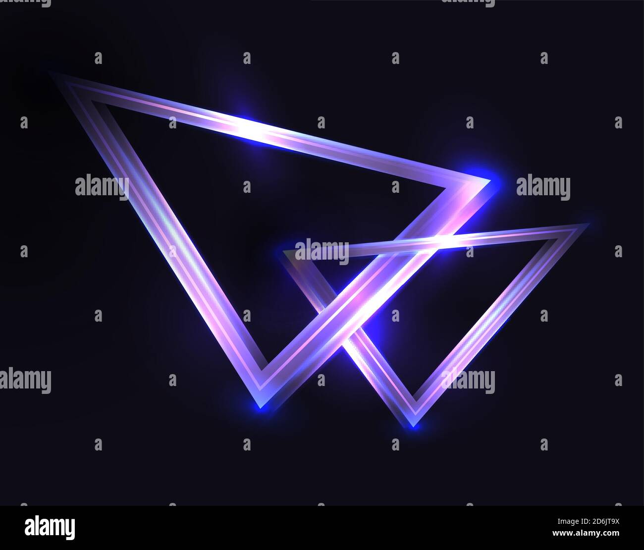 Abstract background with neon triangles and sparkles on a dark background. Vector backdrop for posters, banners and your design. Stock Vector
