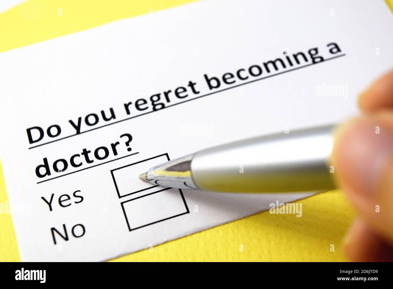 Do you regret a doctor? Yes or no Stock Photo Alamy