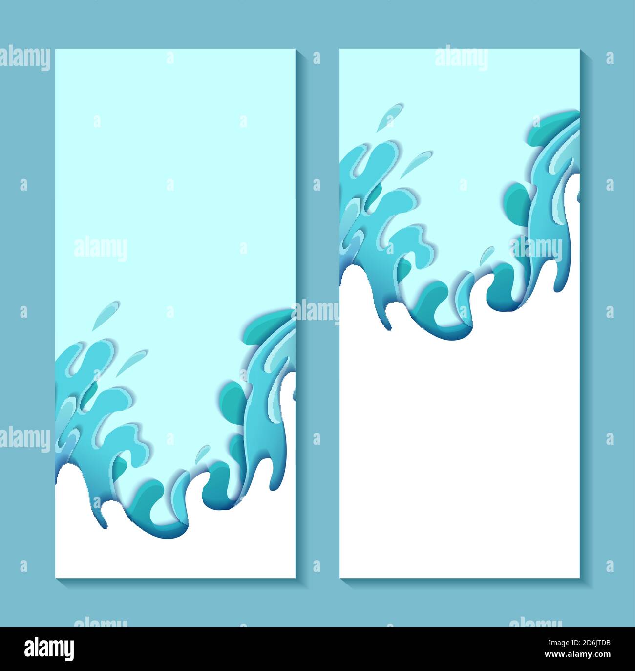 Download Set Of Vertical Banner With Violent Sea Waves Cut Out Of Paper Card With 3d Multilayer Drawing Of Streams Of Water Storm Vector Template For Articl Stock Vector Image Art