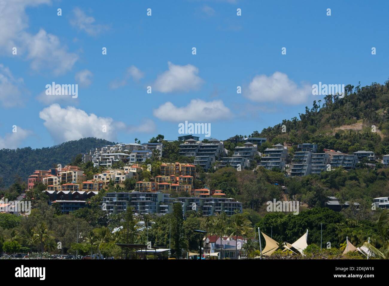 Apartment buildings in Airlie Beach, Queensland, Australia Stock Photo