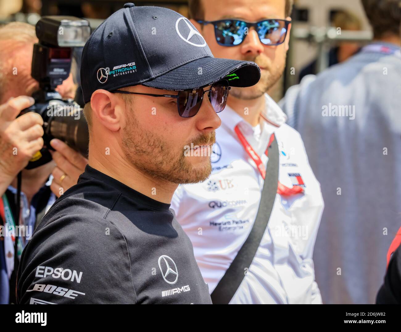 Monte Carlo, Monaco - May 24, 2019: Mercedes Petronas Formula One racing driver Valtteri Bottas at the F1 Grand Prix race fan event Stock Photo