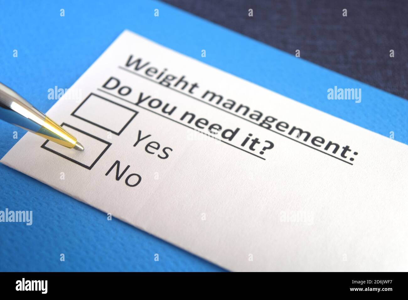 One person is answering question about weight management Stock Photo