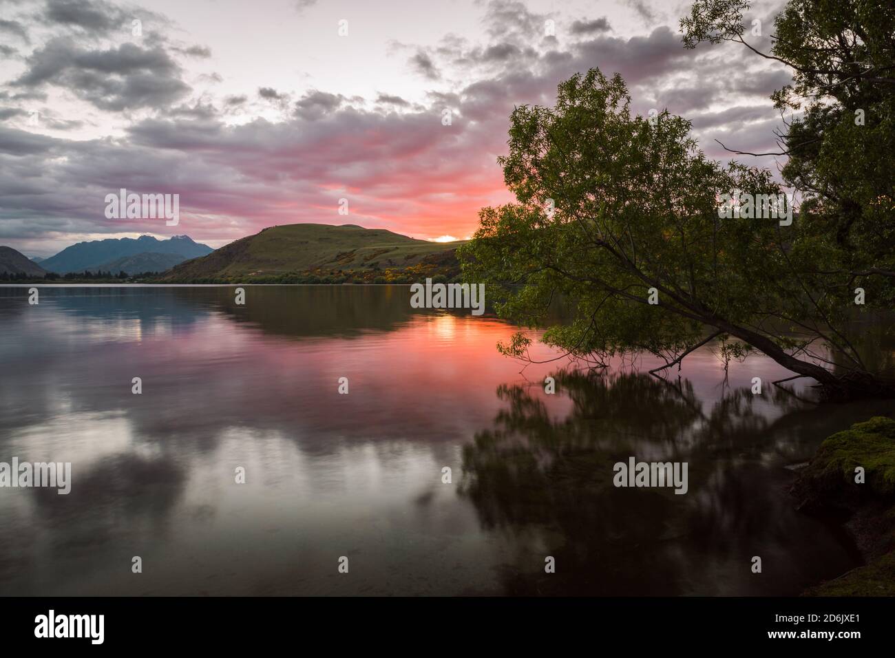 Sunset at Lake in New Zealand South Island Stock Photo - Alamy
