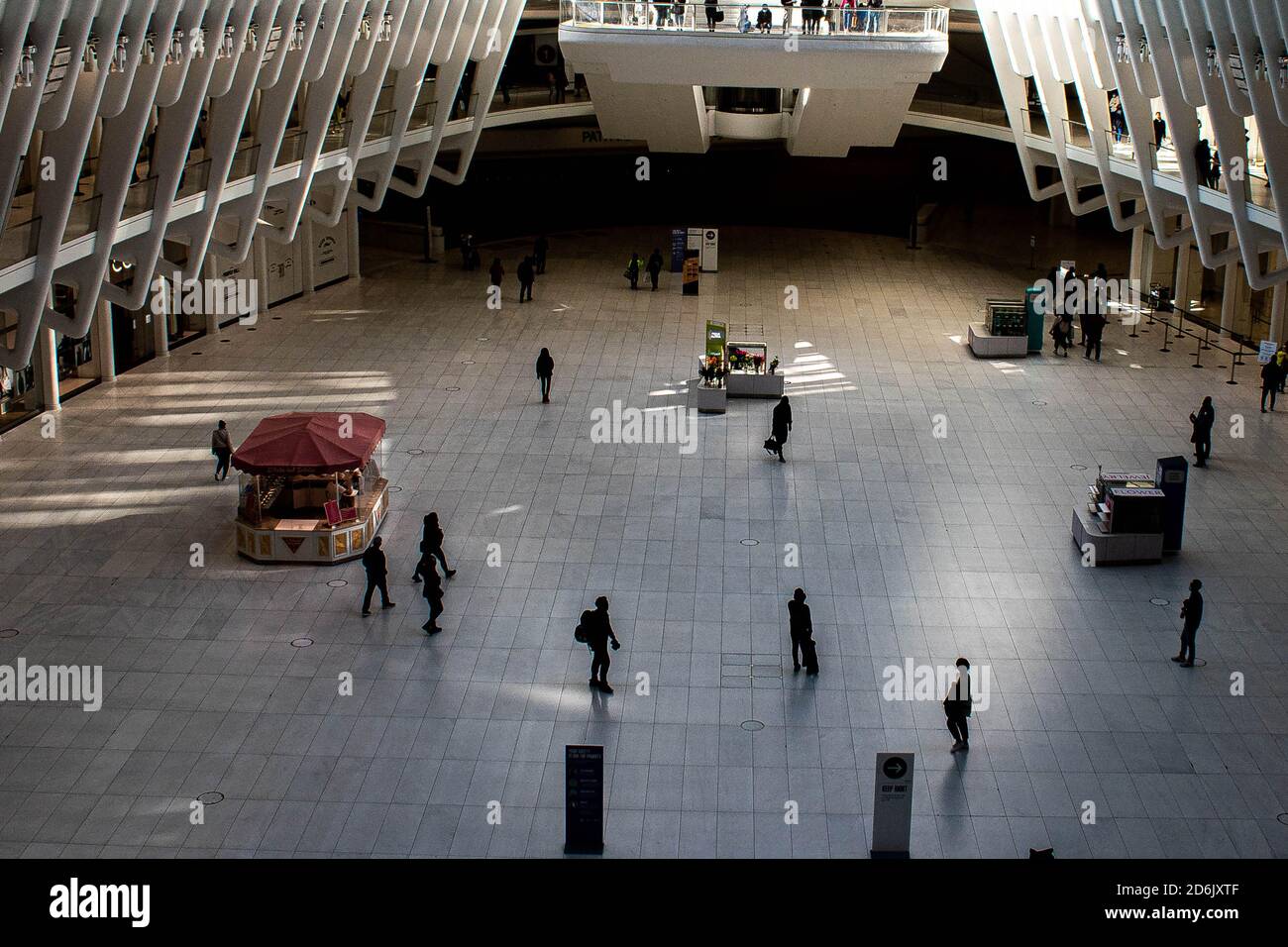A Quiet Rush Hour During Covid 19 at The Occulus in Manhatten NY Stock Photo