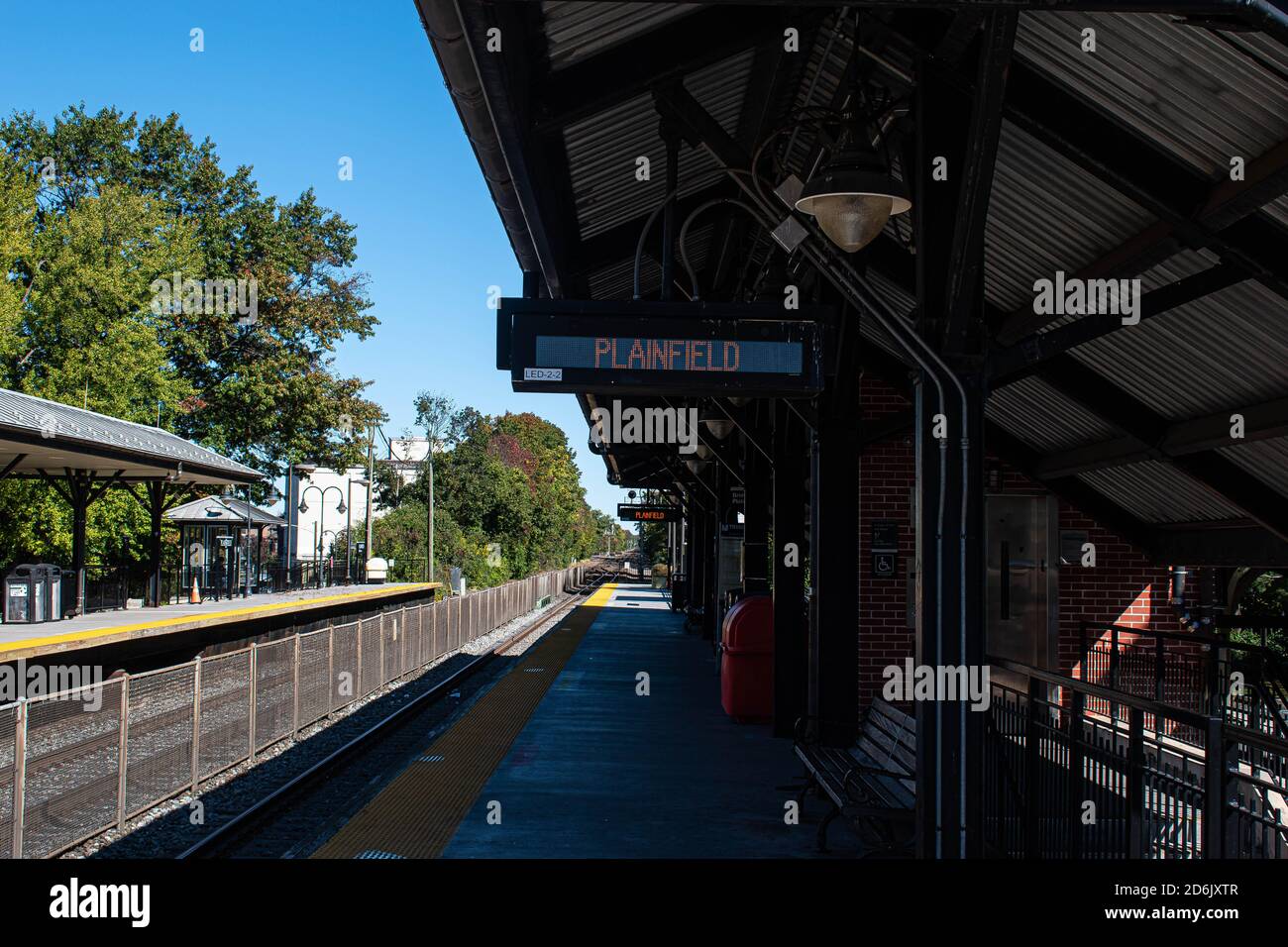 Shot of Quiet NJ Transit Plainfield Station in The Daytime Stock Photo