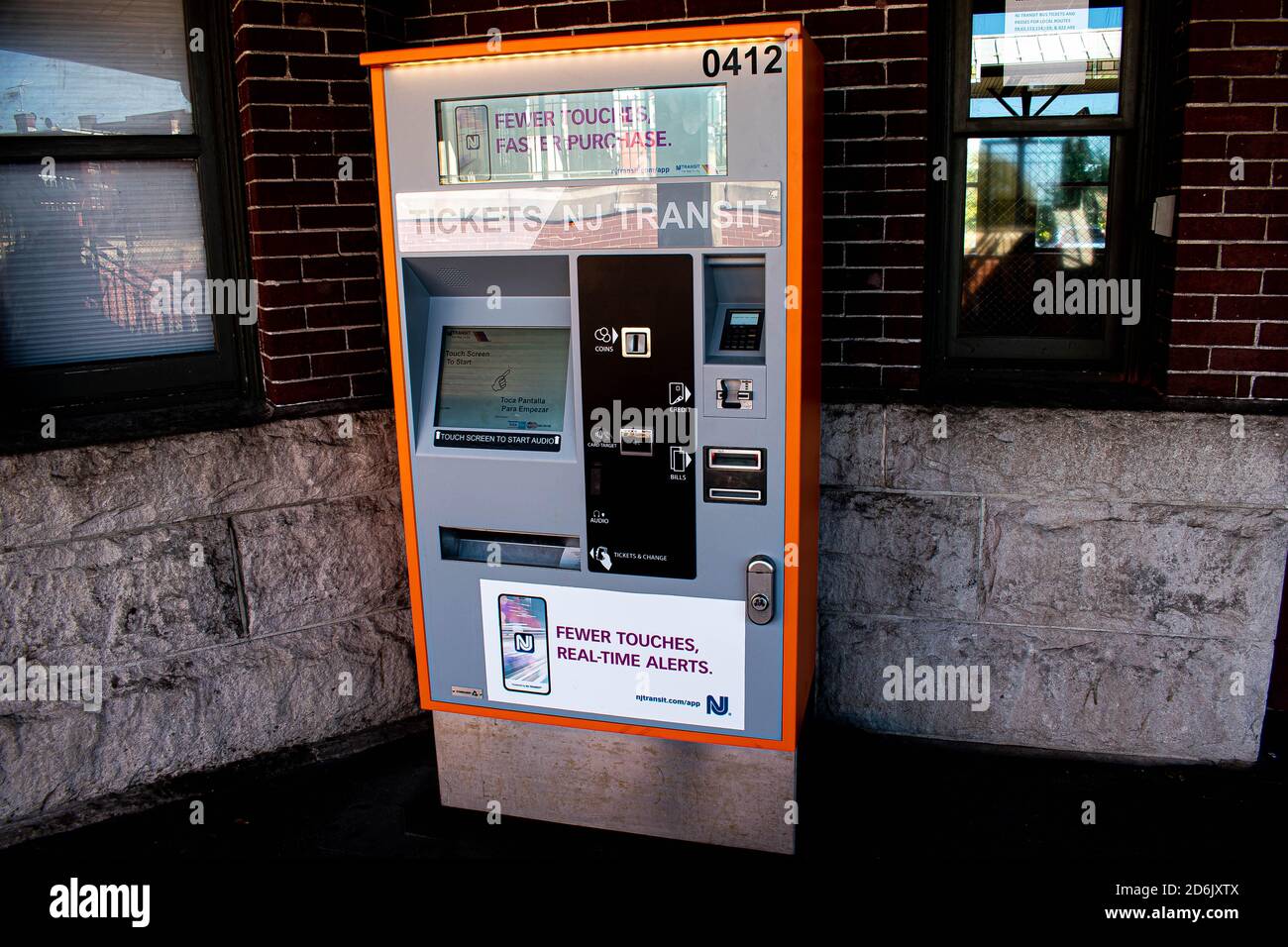 An NJ Transit Ticket Machine in Plainfield NJ Stock Photo