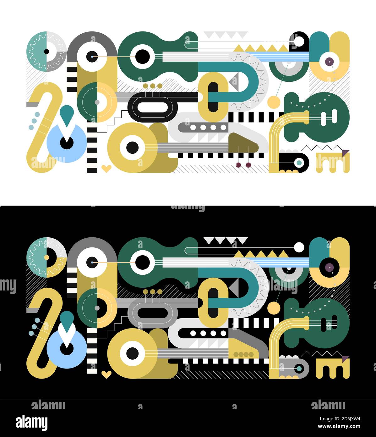 Two options of Geometric style graphic illustration. Colored flat ...