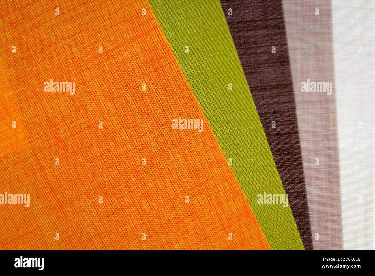 Various natural fabric samples background. Selective focus Stock Photo