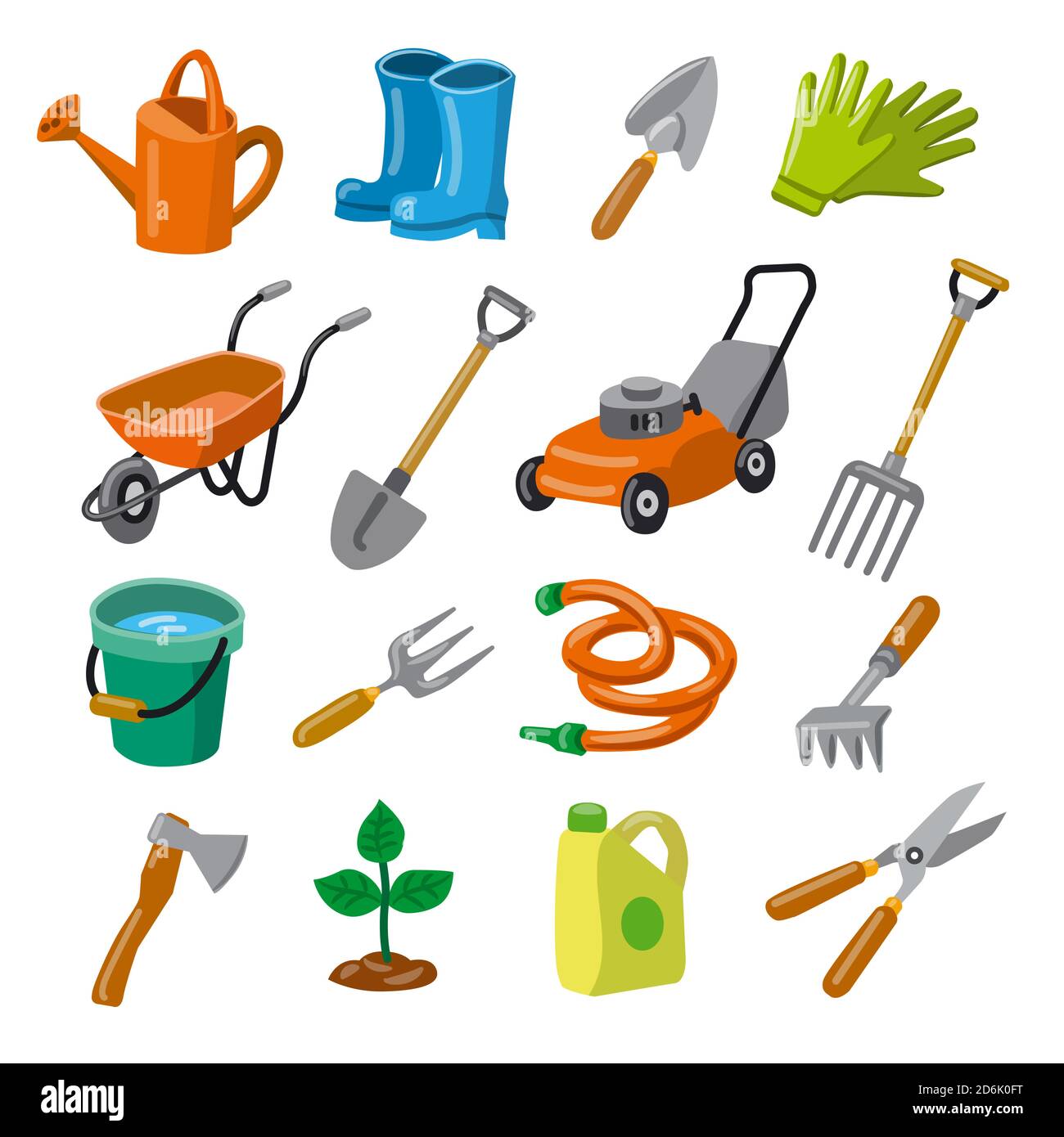 illustration of gardening tools icon set Stock Vector