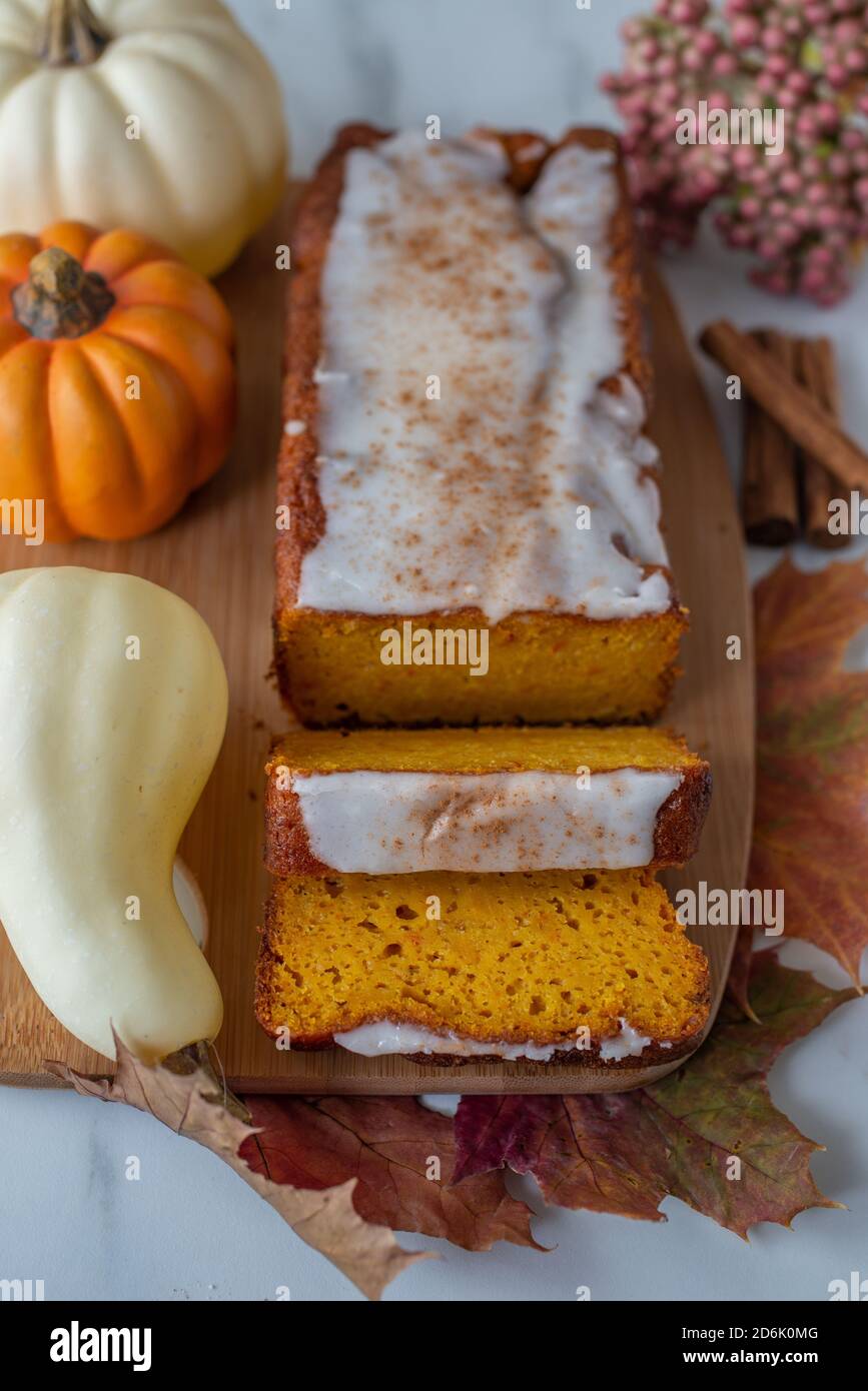 One Loaf Of Home Made Pumpkin Bread Stock Photo Alamy