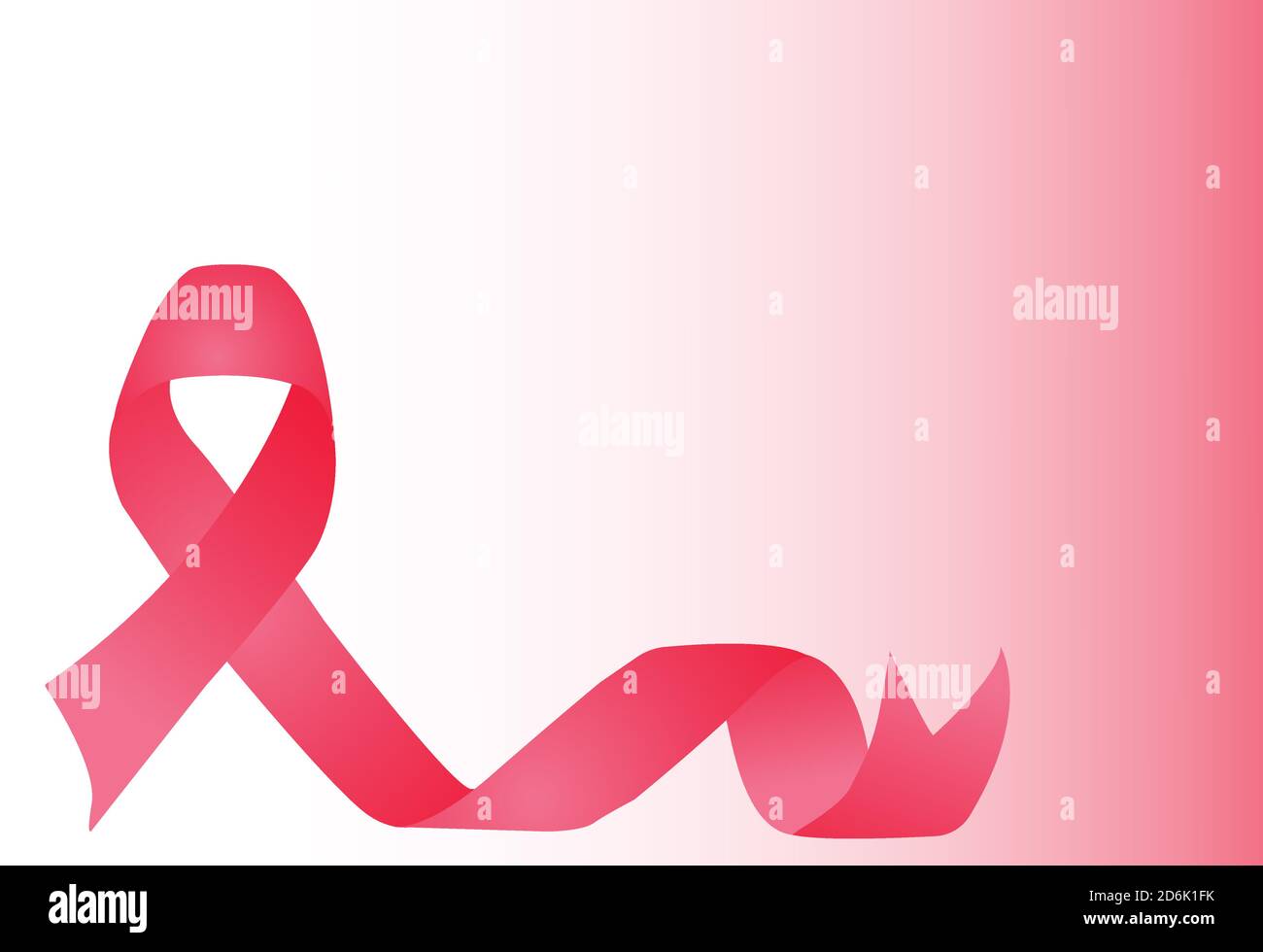 Pink Color Ribbon Vector Design In Light Pink Background. Symbol For Breast Cancer Month October. Stock Vector