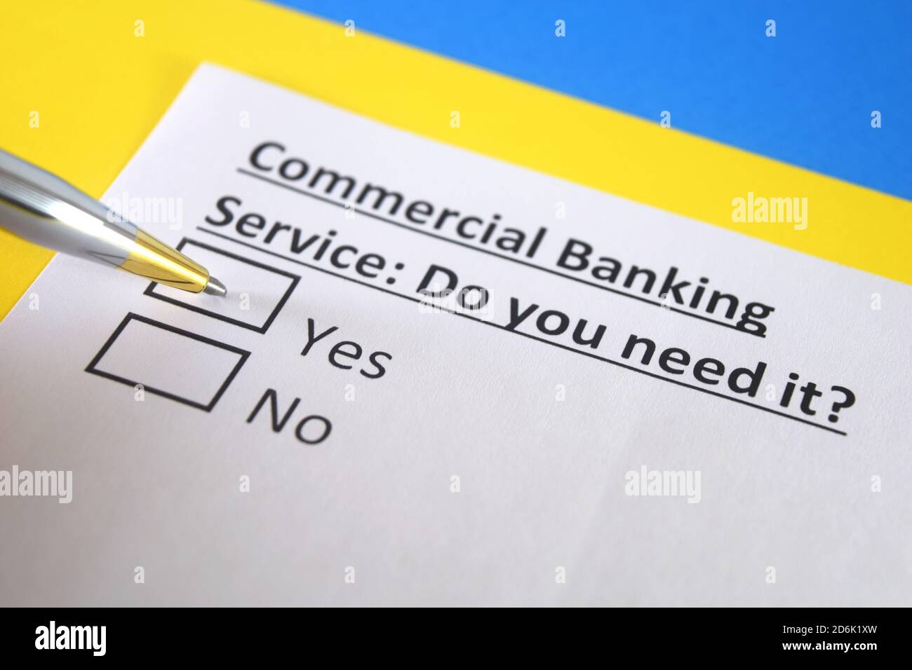 One person is answering question about commercial banking service Stock