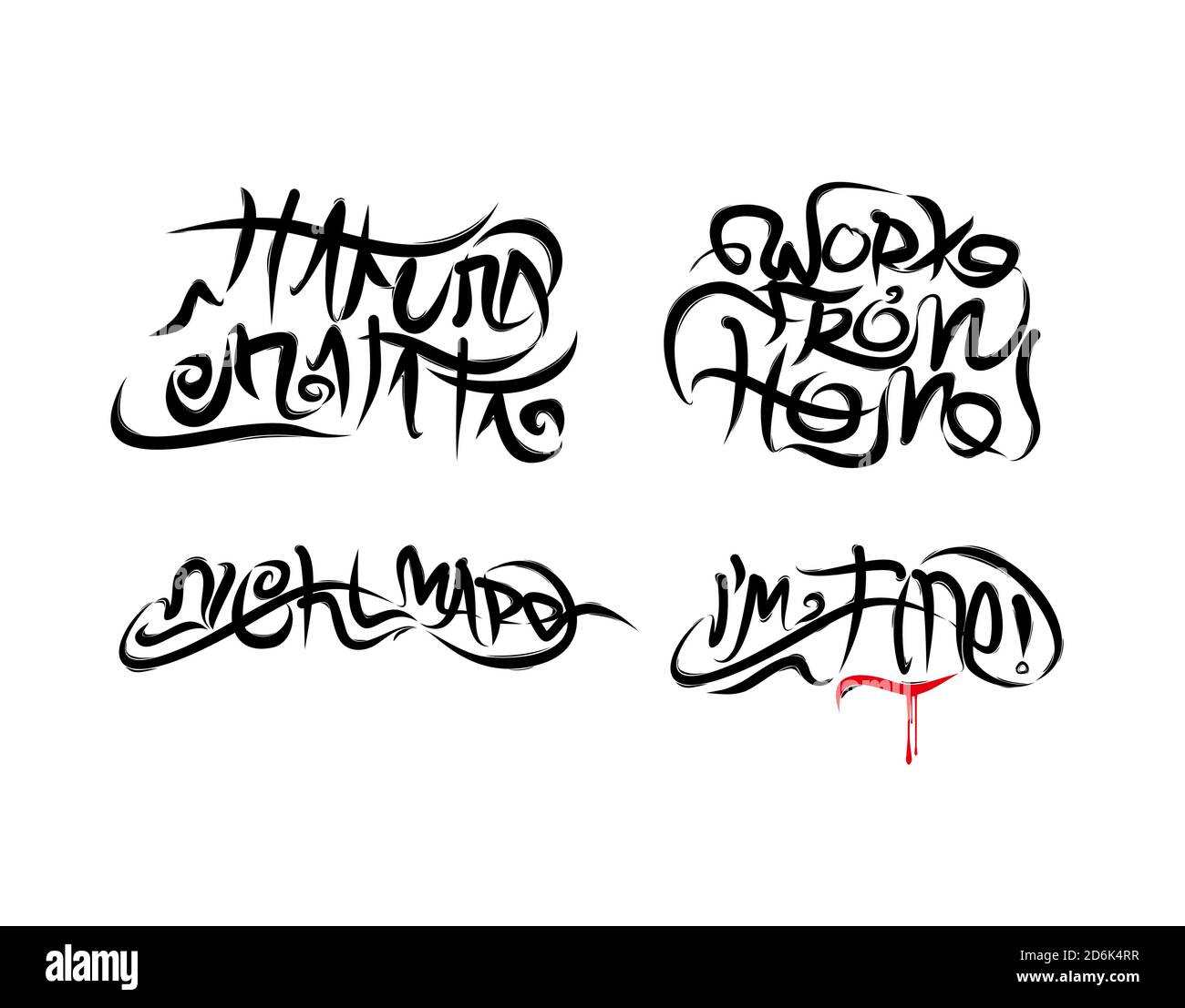 Set Modern Lettering Text on white background in vector illustration