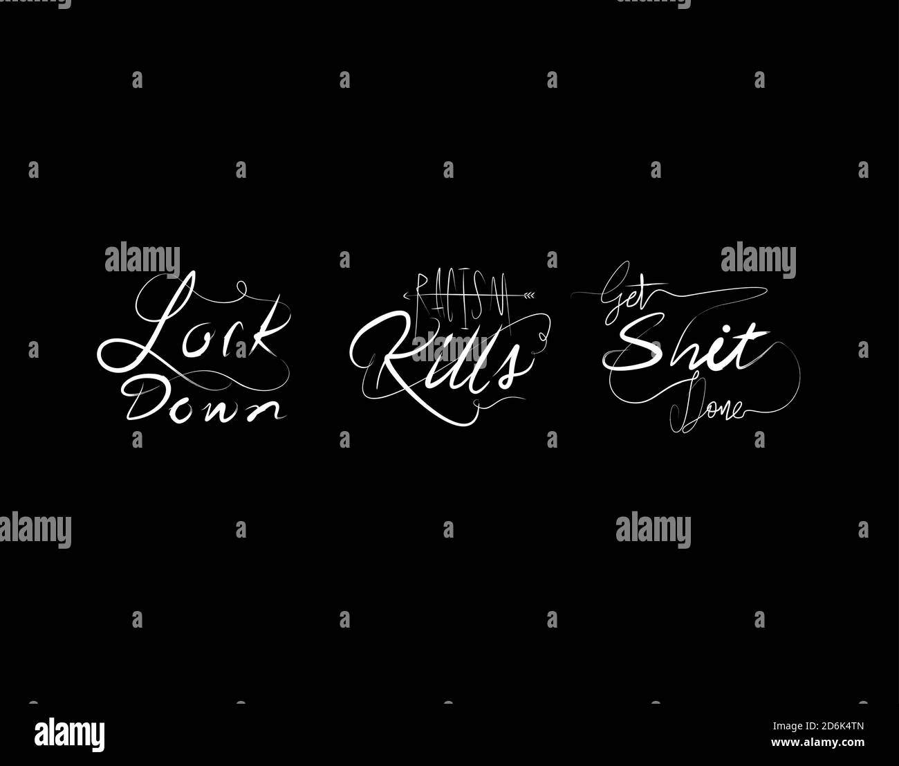 Set Modern Lettering Text on white background in vector illustration