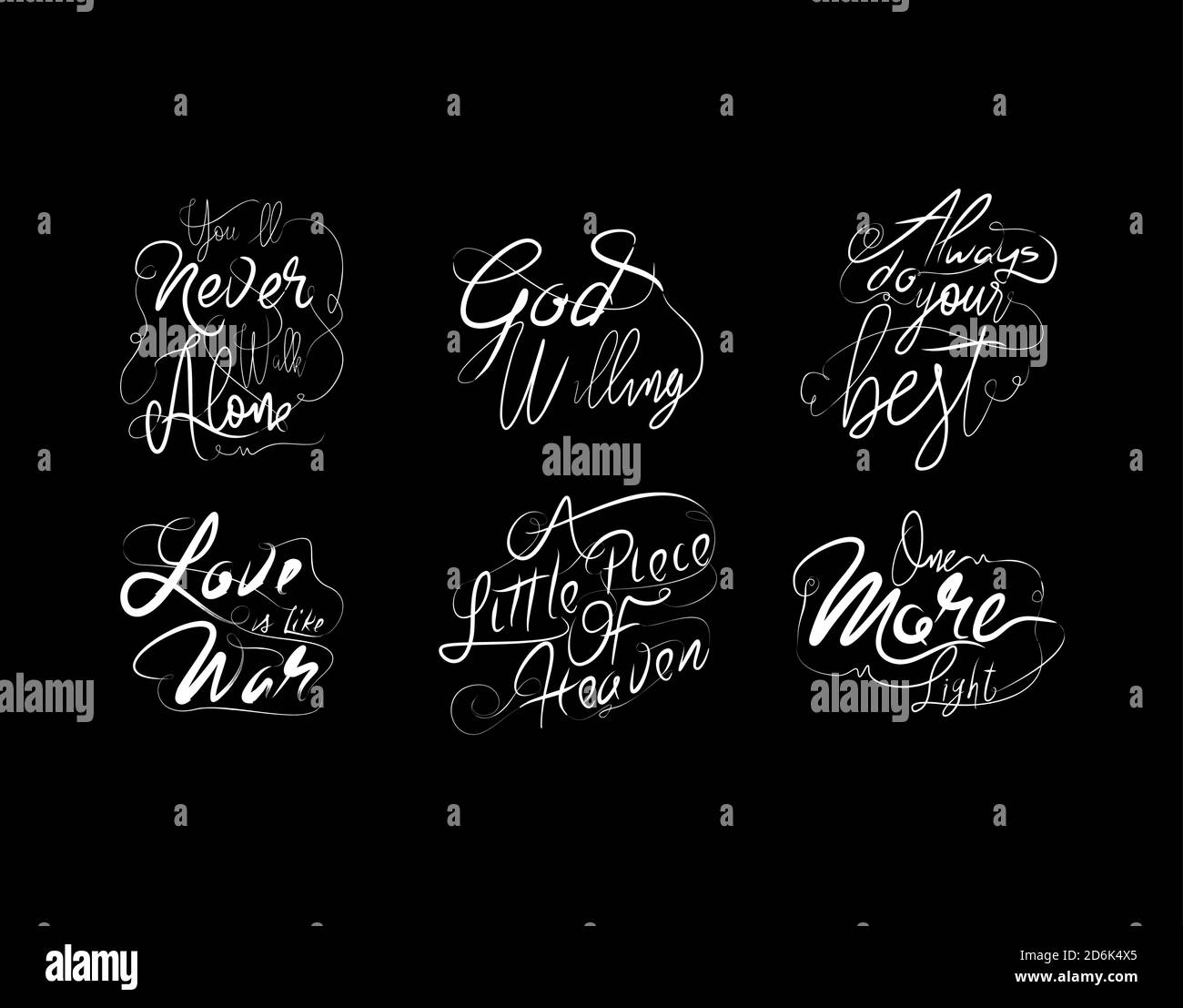 Set Modern Lettering Text on white background in vector illustration