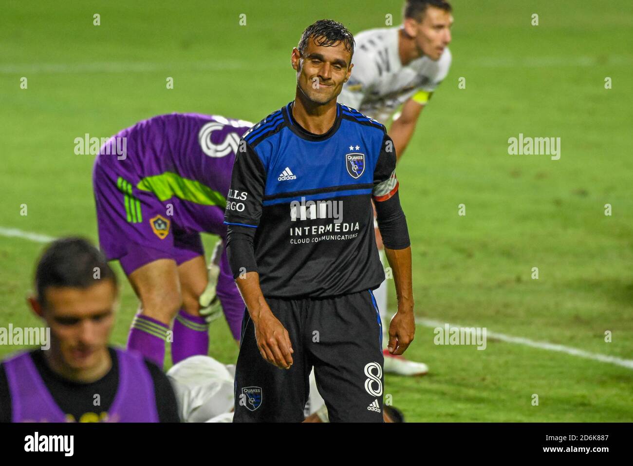 Carson, United States. 14th Oct, 2020. San Jose Earthquakes forward Chris Wondolowski (8) reacts during a MLS soccer game, Wednesday, Oct. 14, 2020, in Carson, Calif. The San Jose Earthquakes defeated Los Angeles Galaxy 4-0.(IOS/ESPA-Images) Credit: European Sports Photo Agency/Alamy Live News Stock Photo