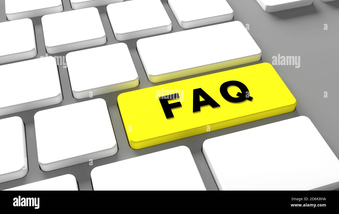 FAQ Keyboard button faq - internet Online assistance at website Frequently Asked Questions - concept customer service Stock Photo