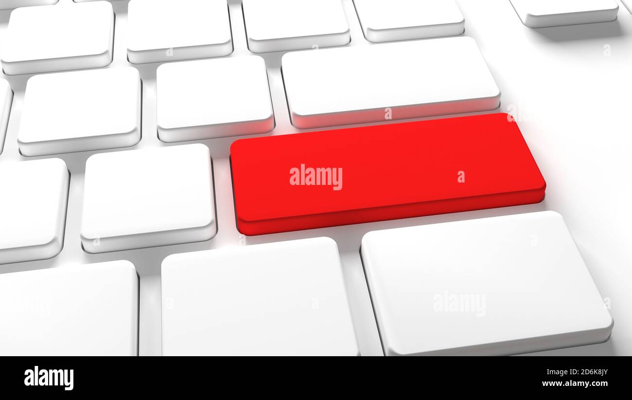 Blanck Keyboard button red color key pc - 3d illustration Stock Photo