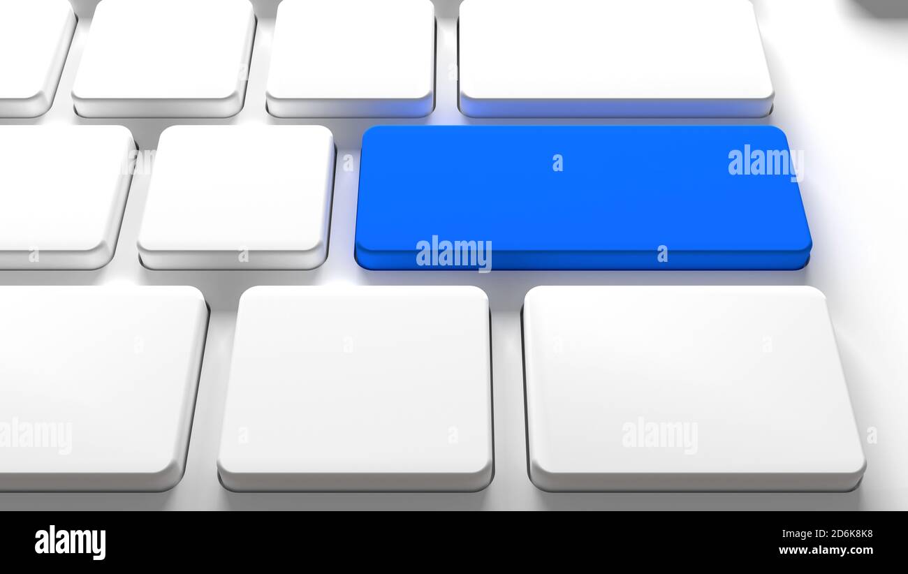 Blanck Keyboard button blue color key pc - 3d illustration Stock Photo