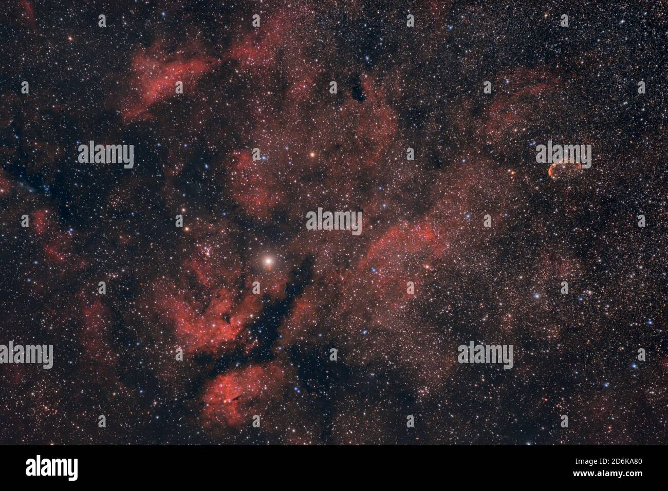 Red Nebulosity arroud Sadr in the Constellation of Cygnus Stock Photo