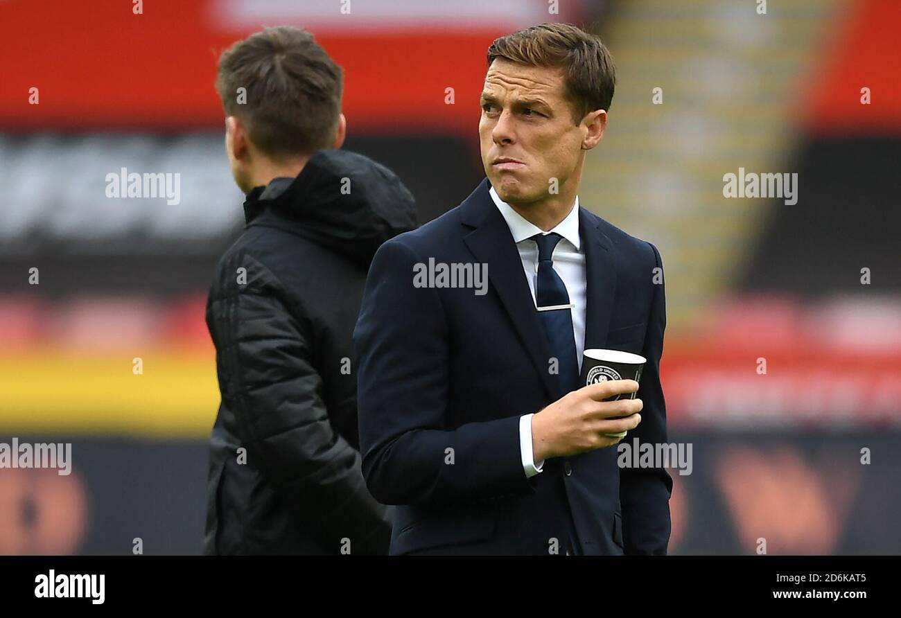 Fulham manager Scott Parker before the Premier League match at Bramall Lane, Sheffield. Stock Photo