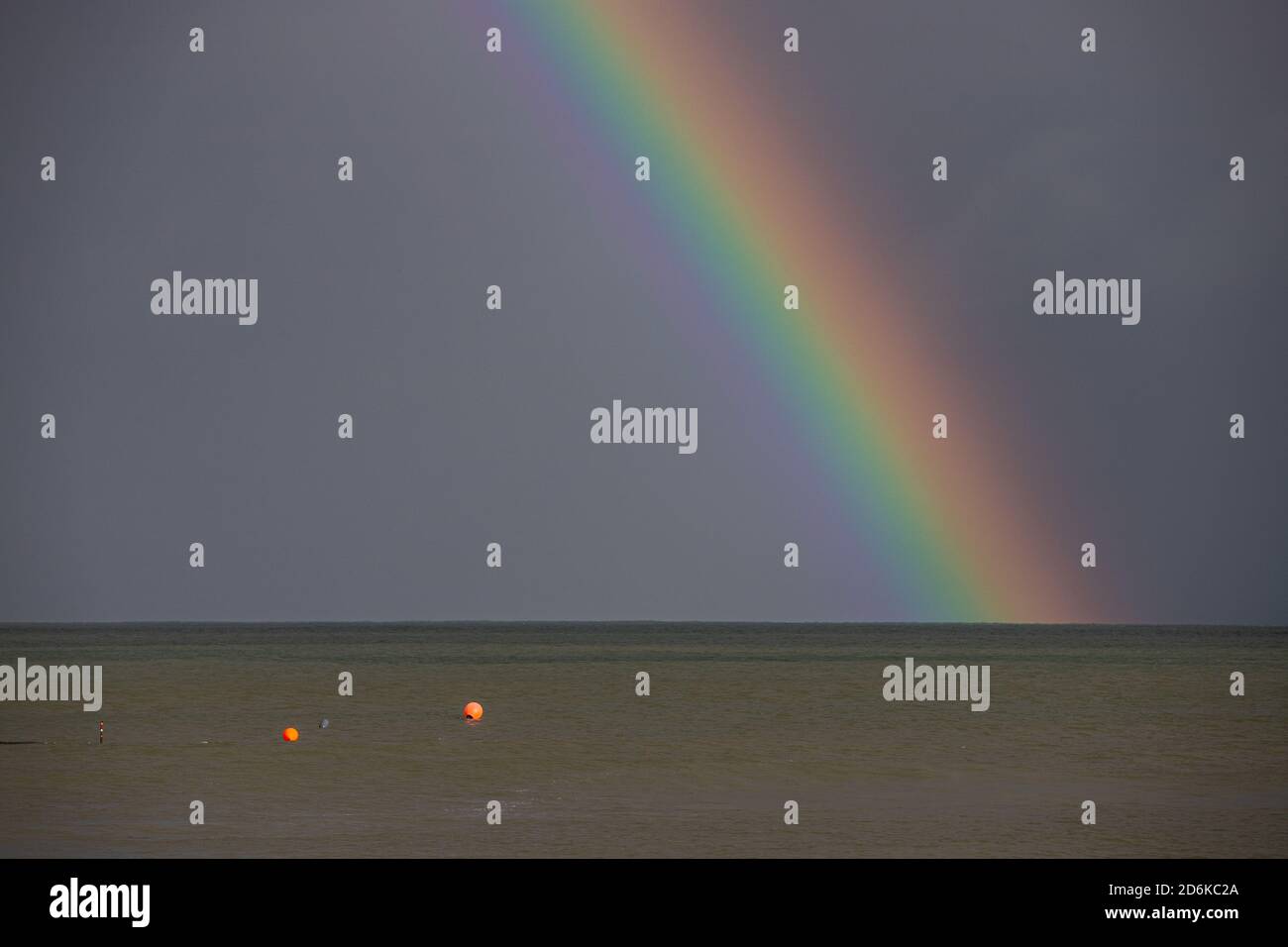 rainbow at the North Sea in Denmark Stock Photo