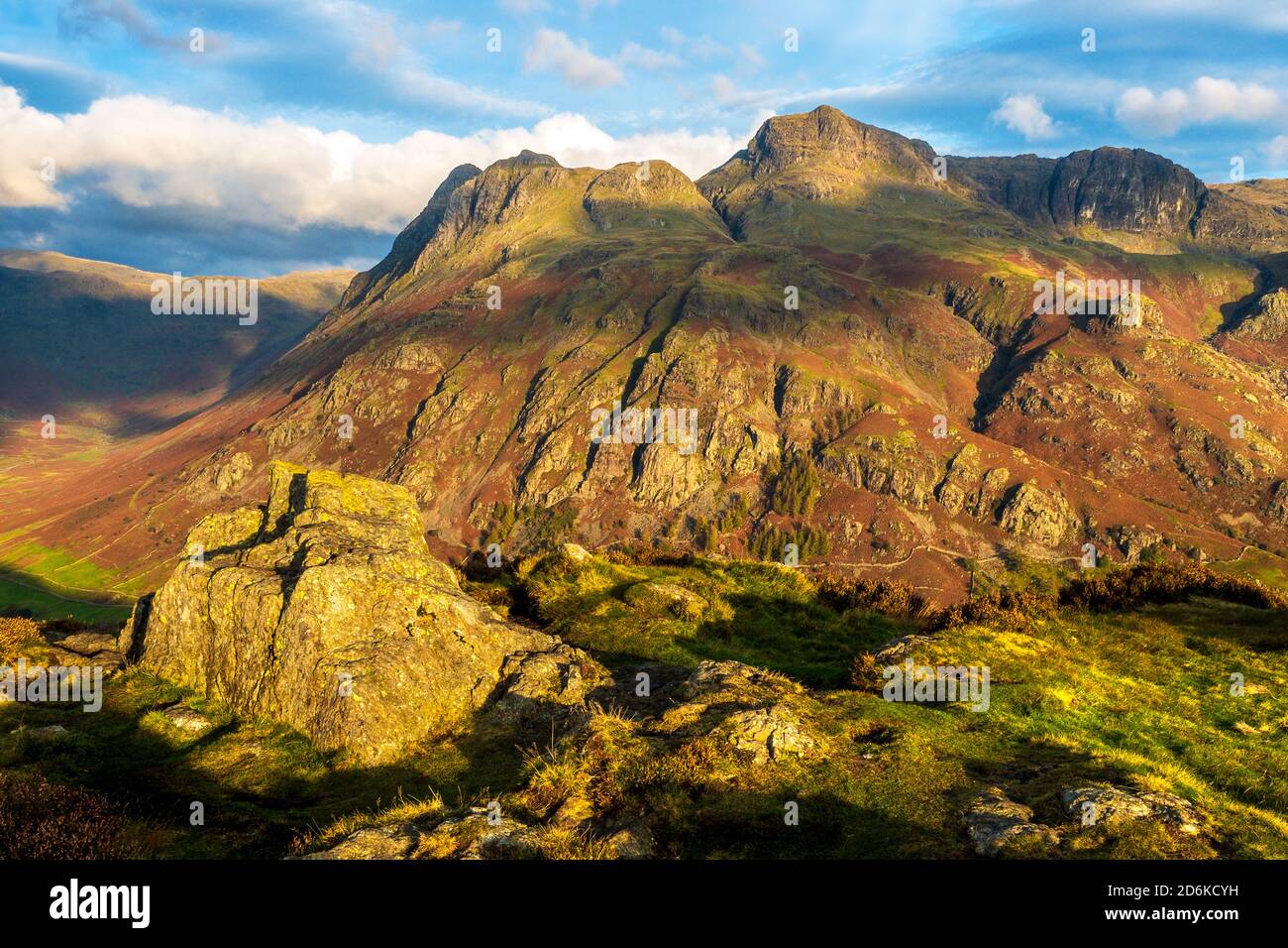 The Langdale Pikes, some of Britain's best known mountains. Lake District National Park Stock Photo