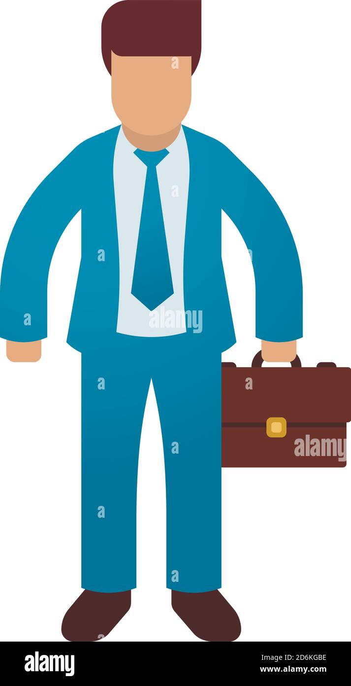 Businessman holding briefcase isolated on white background. Vector illustration flat design. Male cartoon character. Office manager in a business suit Stock Vector
