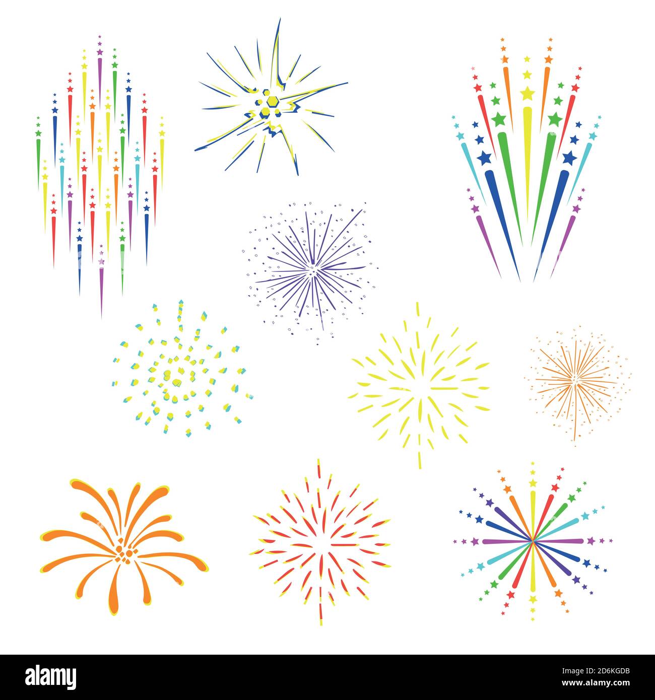 Festive fireworks vector illustration. Isolated on a white background Stock Vector