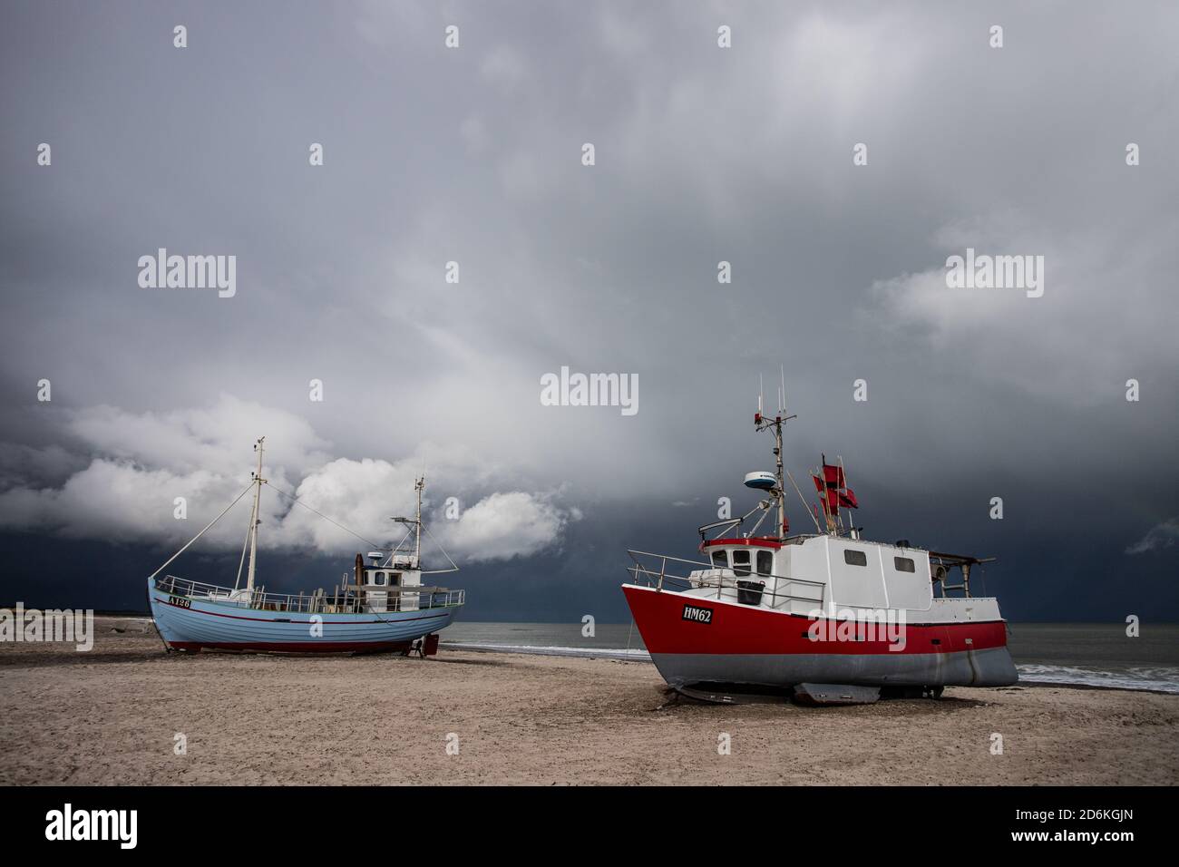 coastal cutters at the beach of Thorup, Denmark Stock Photo