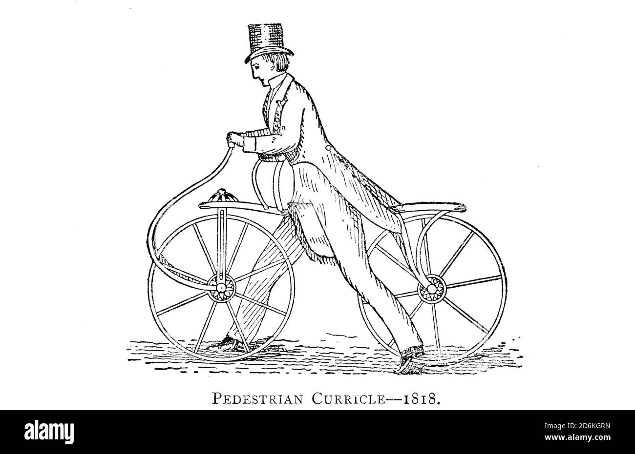 The Pedestrian Curricle, or Hobby Horse 1818 From Wheels and Wheeling; An indispensable handbook for cyclists, with over two hundred illustrations by Porter, Luther Henry. Published in Boston in  1892 Stock Photo