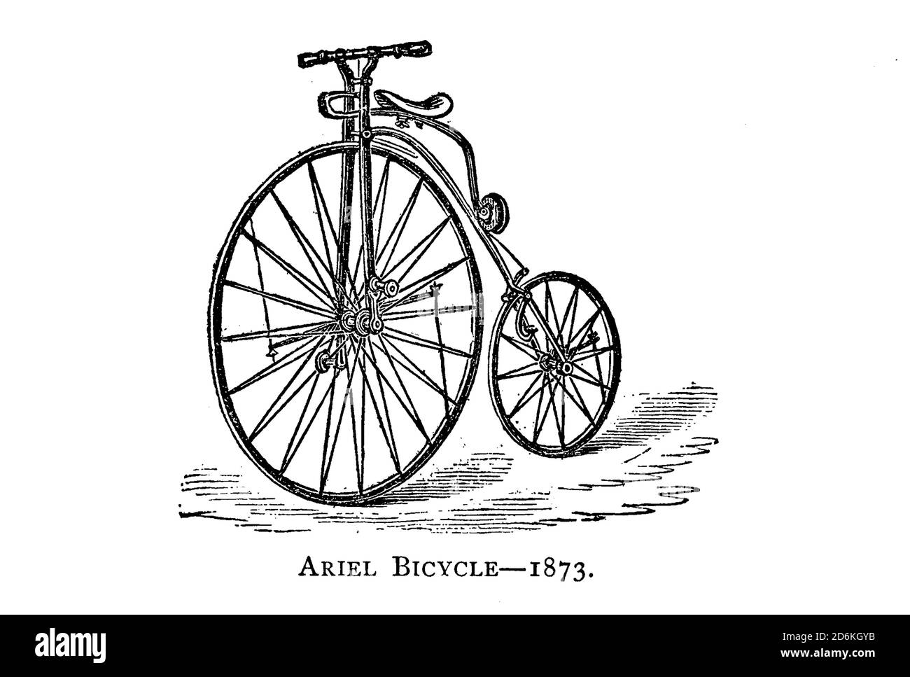 Ariel high wheel bicycle 1873 [British Made] From Wheels and Wheeling; An indispensable handbook for cyclists, with over two hundred illustrations by Porter, Luther Henry. Published in Boston in  1892 Stock Photo