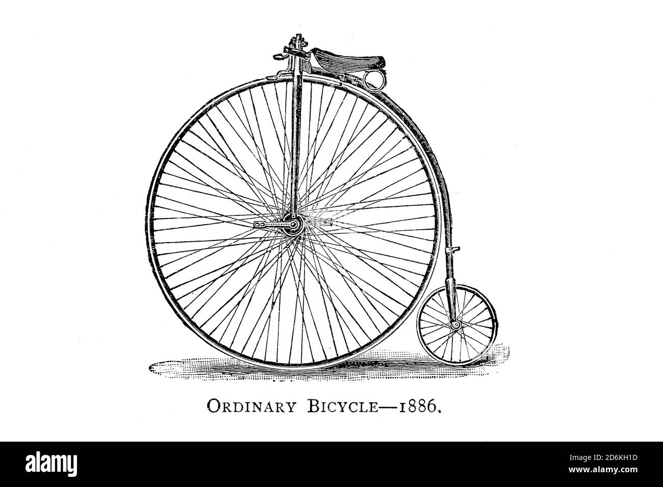Ordinary high wheel bicycle 1886 From Wheels and Wheeling; An indispensable handbook for cyclists, with over two hundred illustrations by Porter, Luther Henry. Published in Boston in  1892 Stock Photo
