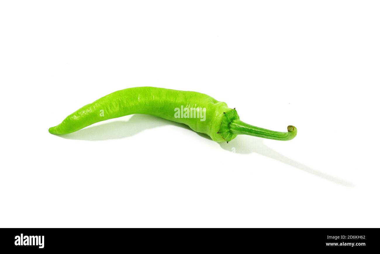 Green chili pepper isolated on white background Stock Photo - Alamy