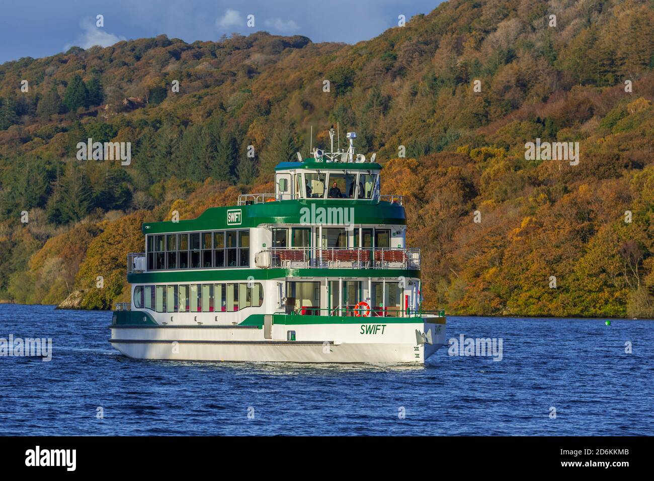 Windermere Lake Cruises’ brandnew 300seat boat, MV Swift. arriving at