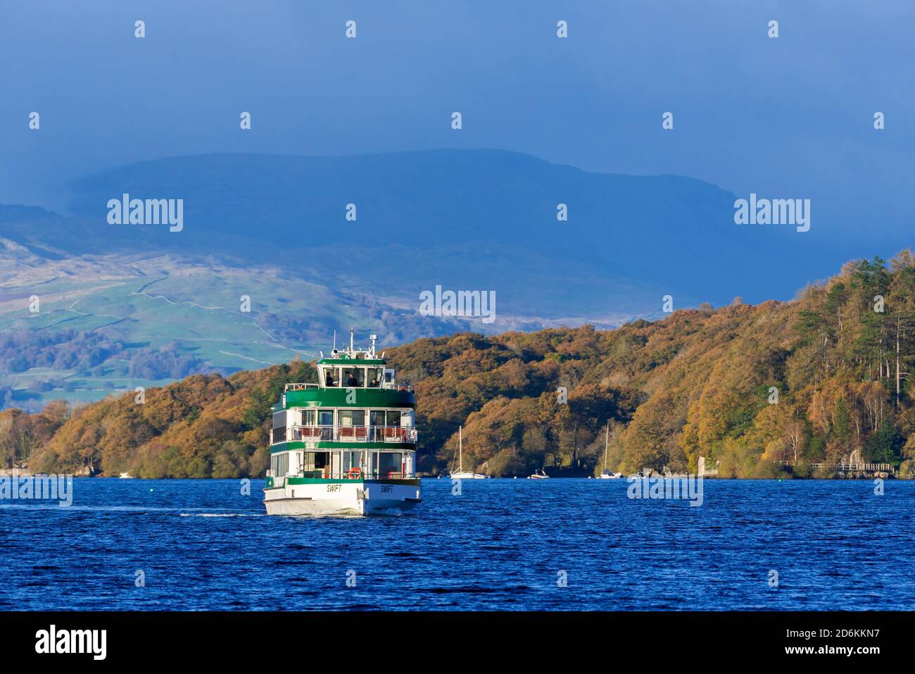 Windermere Lake Cruises’ brandnew 300seat boat, MV Swift. arriving at