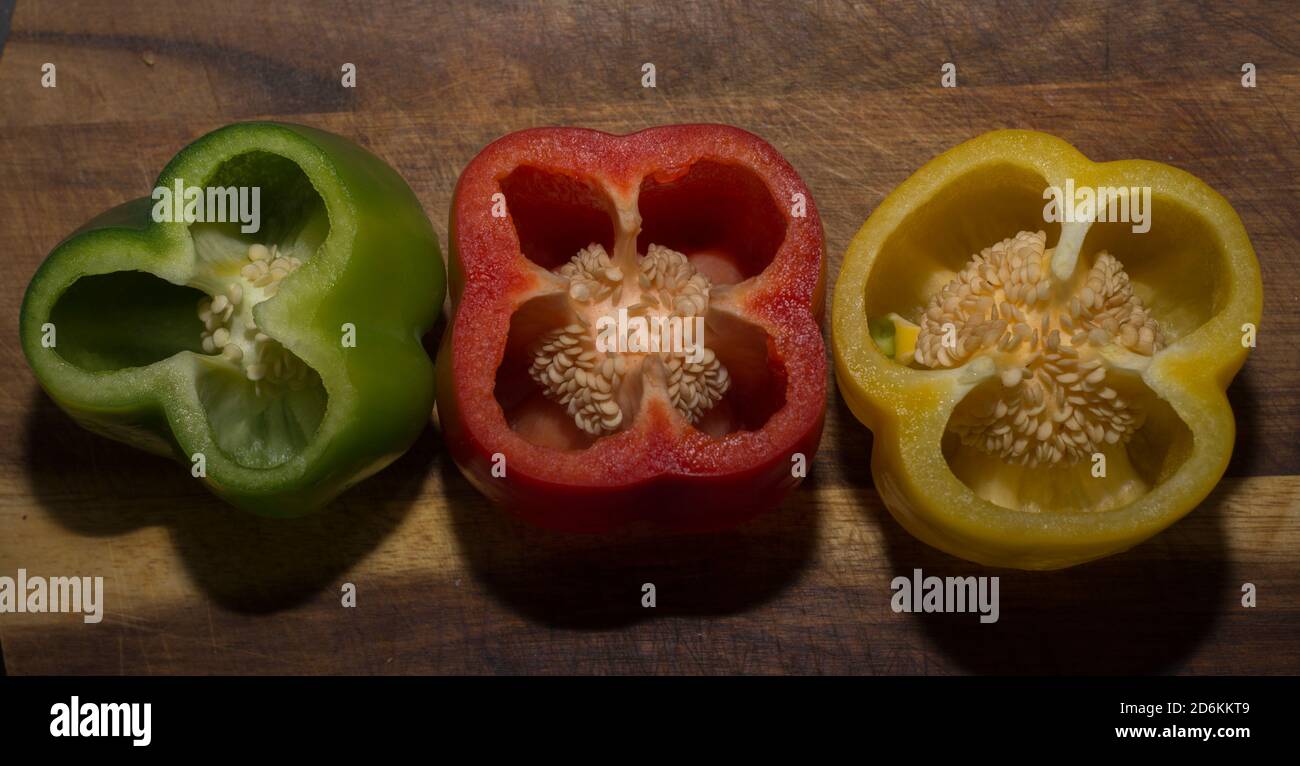 red yellow and green peppers Stock Photo - Alamy