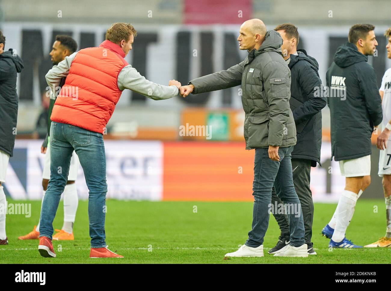 Julian NAGELSMANN, RB Leipzig team manager, coach,  Heiko HERRLICH, FCA coach,   FC AUGSBURG - RB LEIPZIG 0-2 1.German Football League , Augsburg, October 17, 2020.  Season 2020/2021, match day 04,  © Peter Schatz / Alamy Live News    - DFL REGULATIONS PROHIBIT ANY USE OF PHOTOGRAPHS as IMAGE SEQUENCES and/or QUASI-VIDEO - Stock Photo