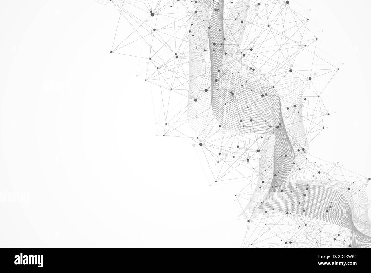 Abstract plexus background with connected lines and dots. Wave flow. Plexus geometric effect Big data with compounds. Lines plexus, minimal array Stock Photo