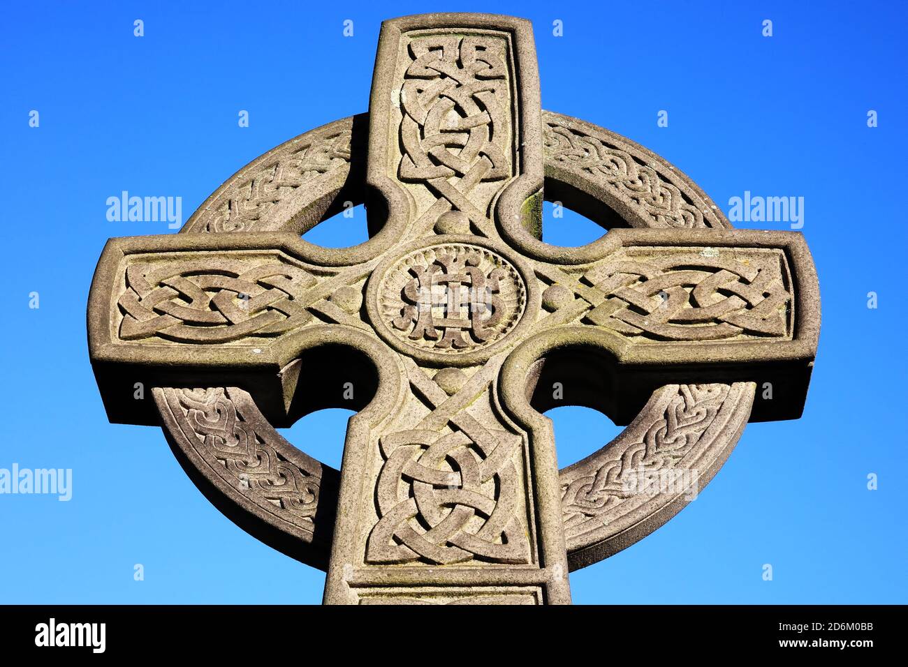 Celtic Christian cross found in an old graveyard Stock Photo