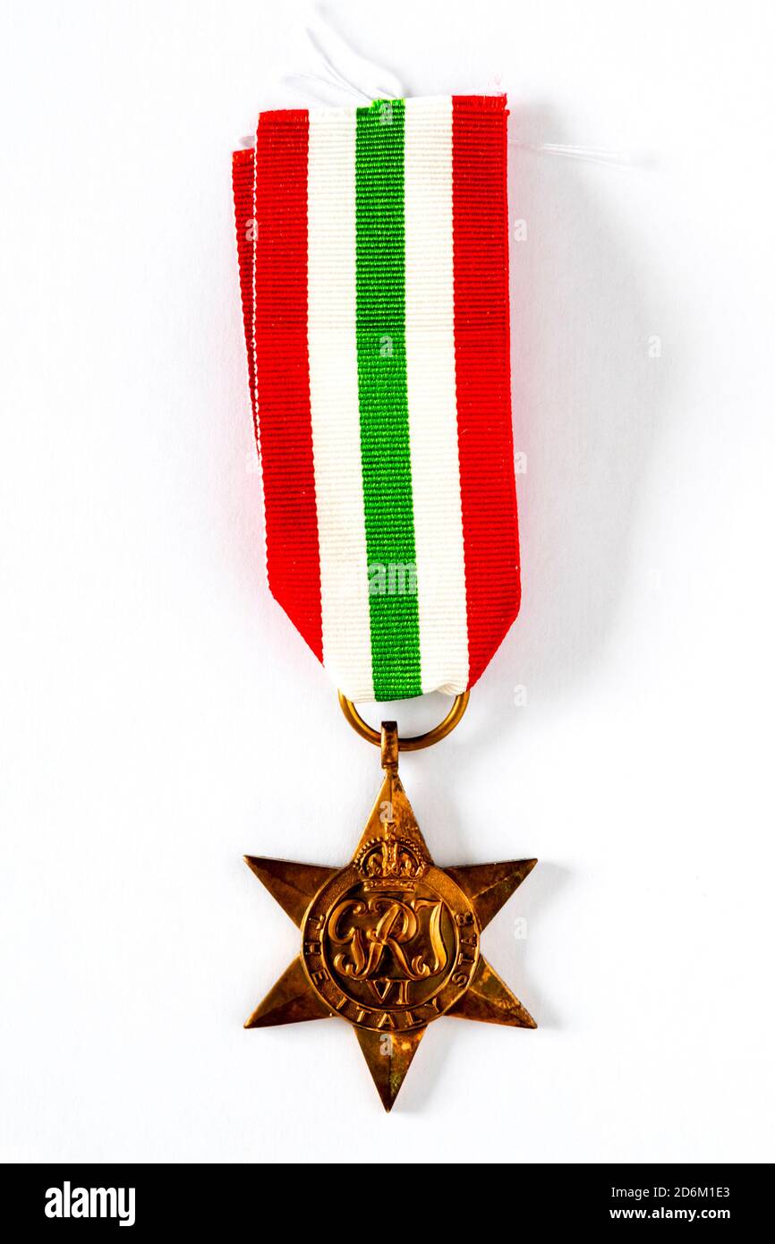 The Italy Star medal and ribbon.  See Description for details. Stock Photo