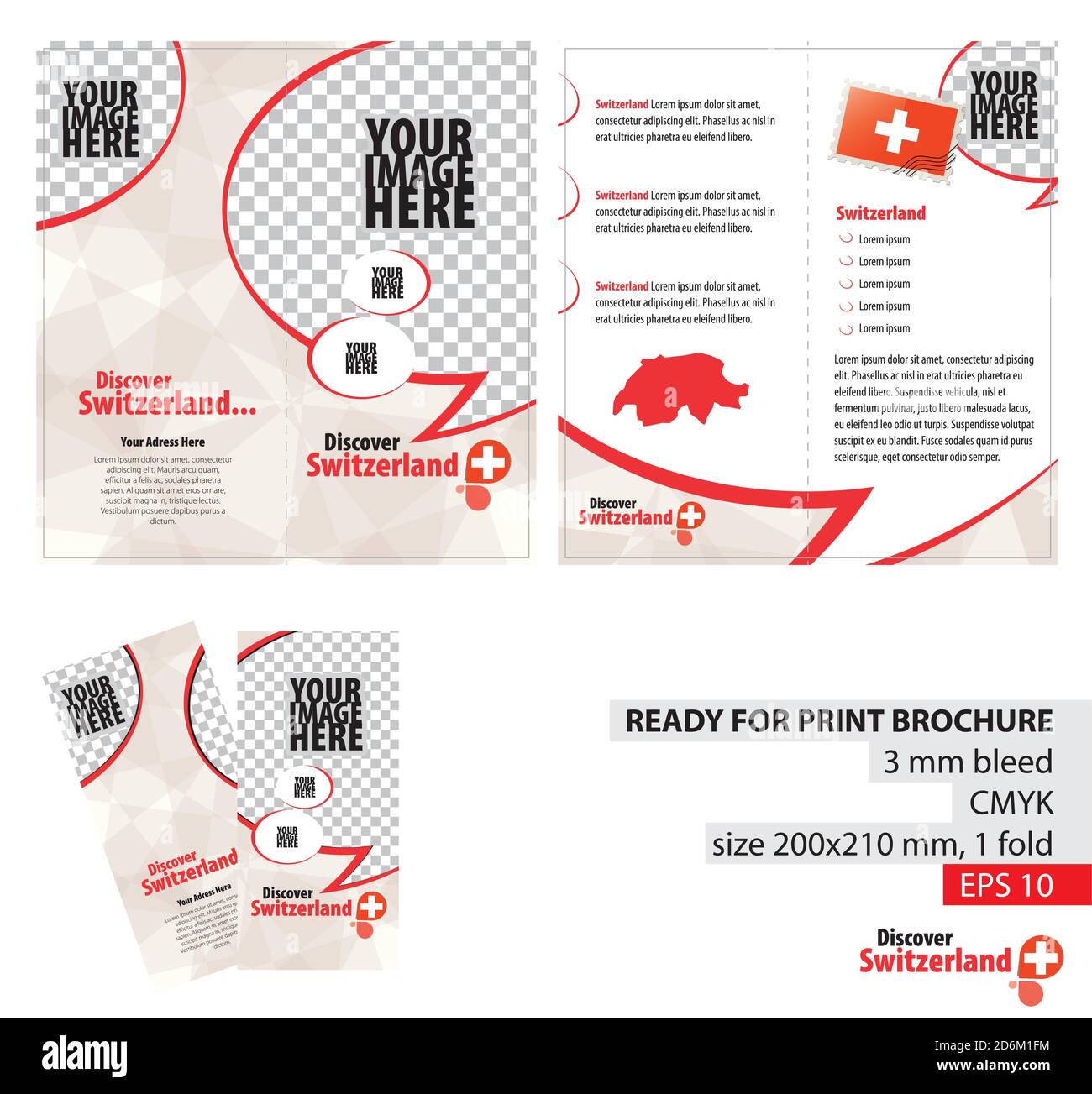 Brochure Design Template, Discover Switzerland. Ready for Print, 3 mm  Bleed. Flayer, Leaflet, Booklet Template. Vector Illustration Stock Vector  Image & Art - Alamy