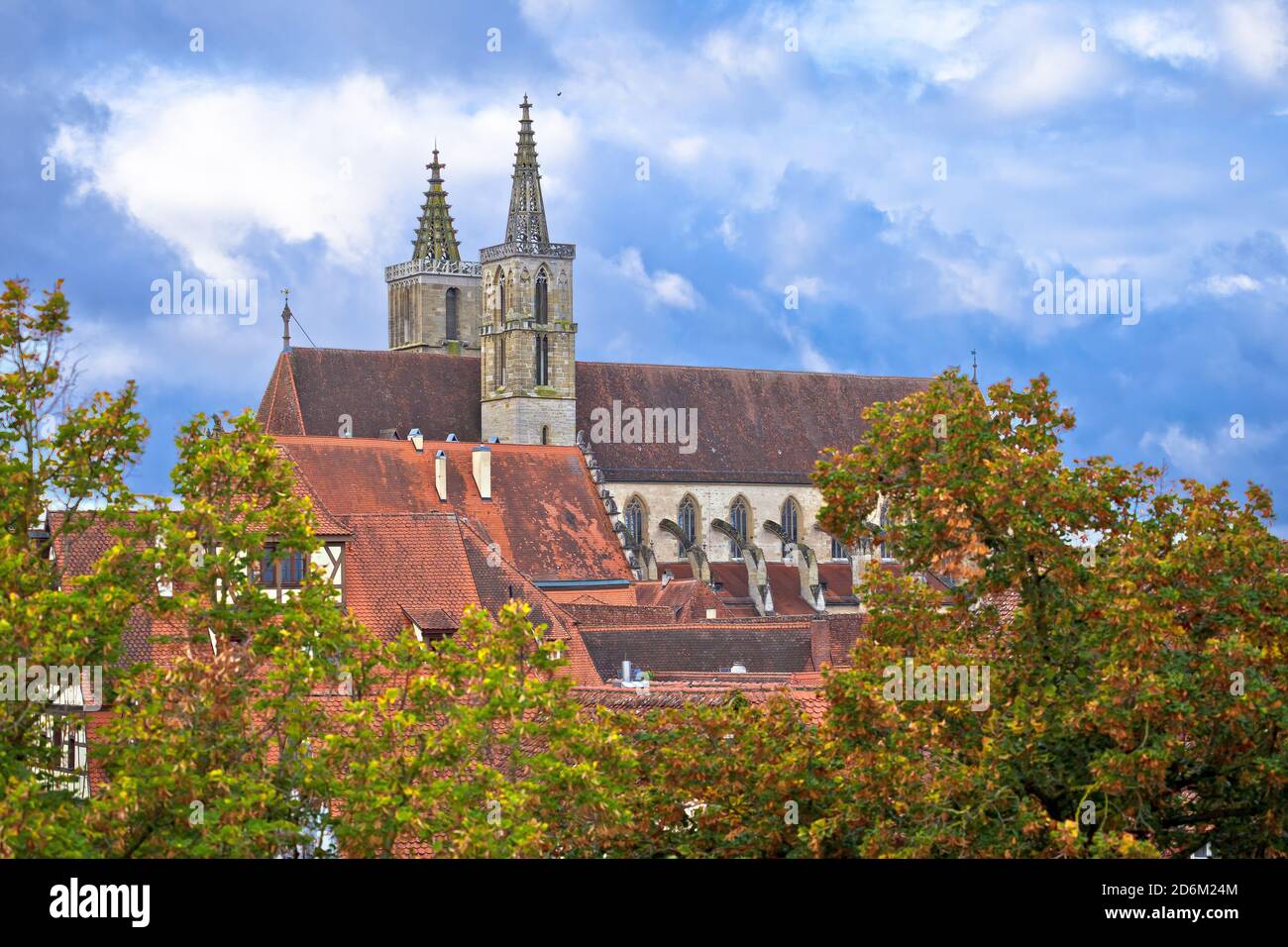 Rothenburg ob der Tauber. Cathedral in historic town of Rothenburg ob der Tauber view, Romantic road of Bavaria region of Germany Stock Photo