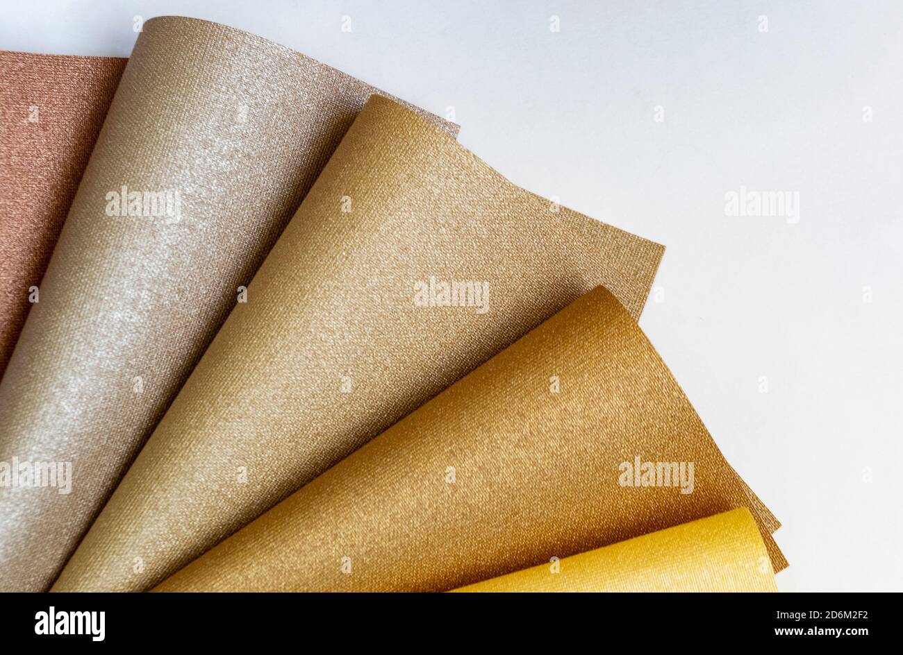 Various fabric samples background - selective focus Stock Photo